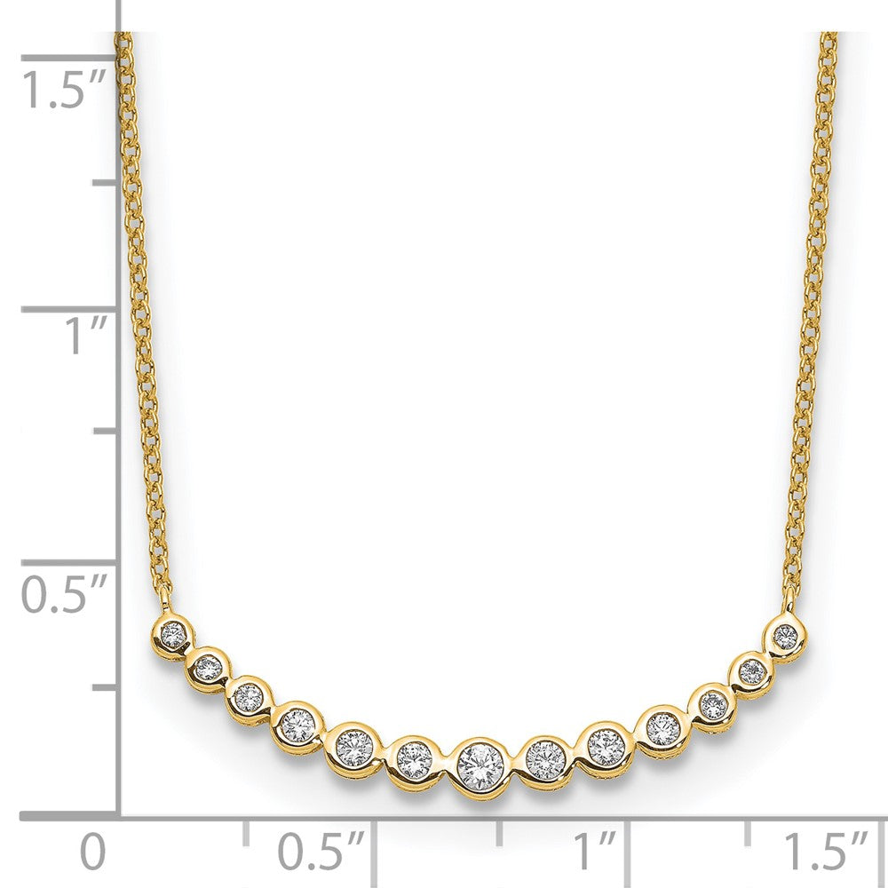 True Origin 14K 1/4 carat Lab Grown Diamond VS D E F 18 inch Graduated Curved Bar Necklace
