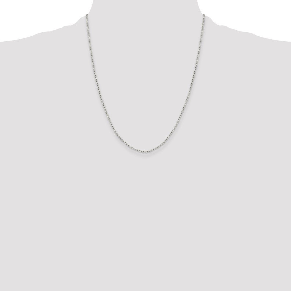 Sterling Silver 1.65mm Diamond-cut Long Link Cable Chain 22 Inches