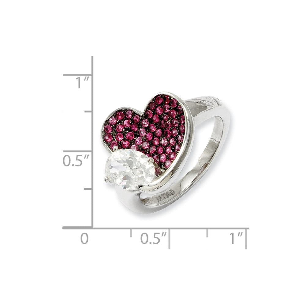 Sterling Silver & CZ Brilliant Embers Pink Heart Ring