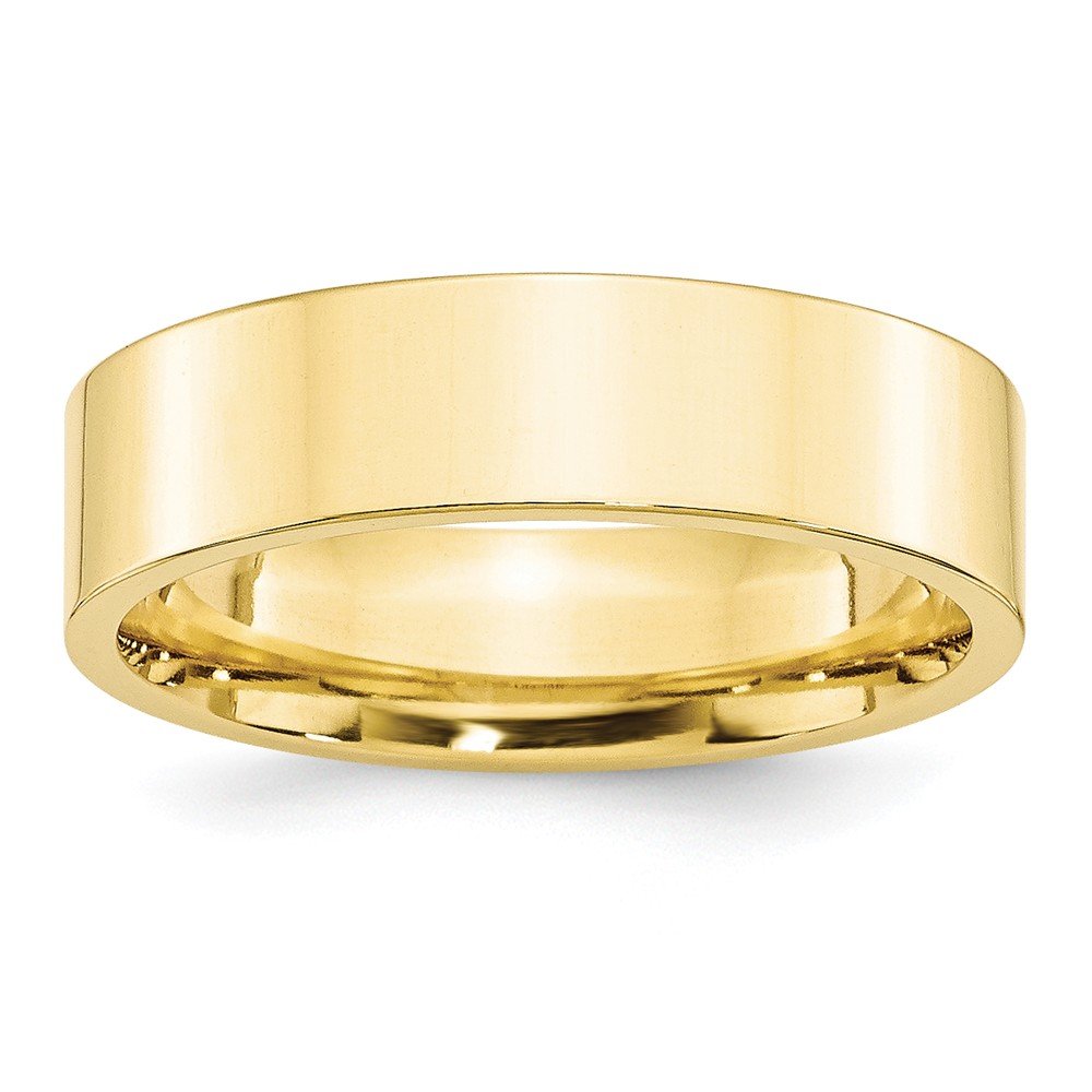 10k Yellow Gold 6mm Standard Weight Flat Comfort Fit Wedding Band Size 11.5