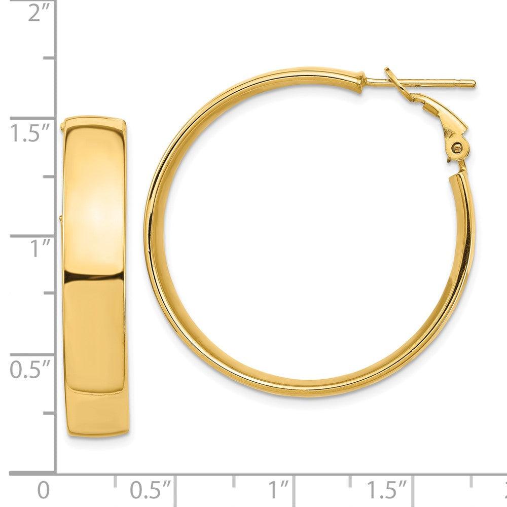 10k High Polished 7mm Omega Back Hoop Earrings
