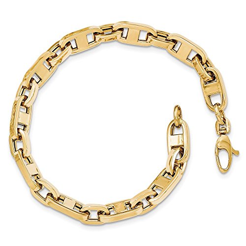 14k Polished 6mm Fancy Anchor Cable Link 8.5 inch Bracelet