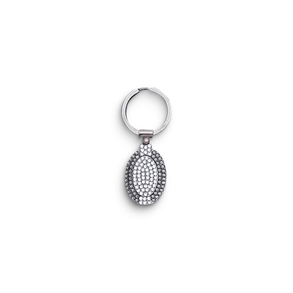 Silver-tone Crystal Oval Key Ring