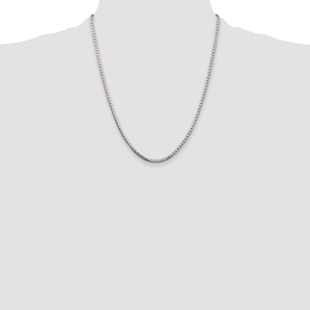 Sterling Silver Rhodium-plated 2.5mm 8 Sided Diamond-cut Box Chain
