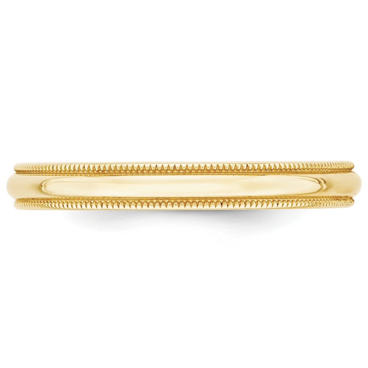 10k Yellow Gold 3mm Lightweight Milgrain Half Round Wedding Band Size 11