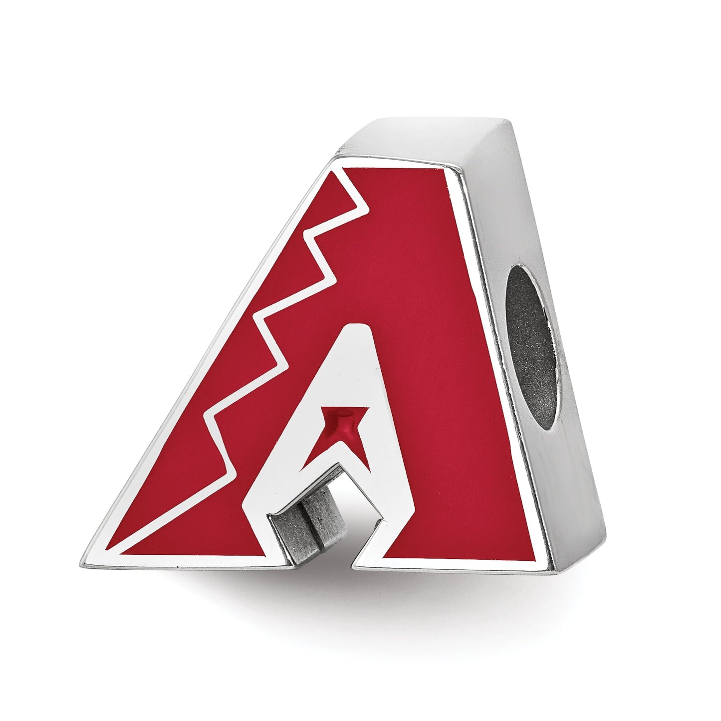 Sterling Silver Rhodium-plated MLB LogoArt Arizona Diamondbacks Enameled Bead QSS500DIA