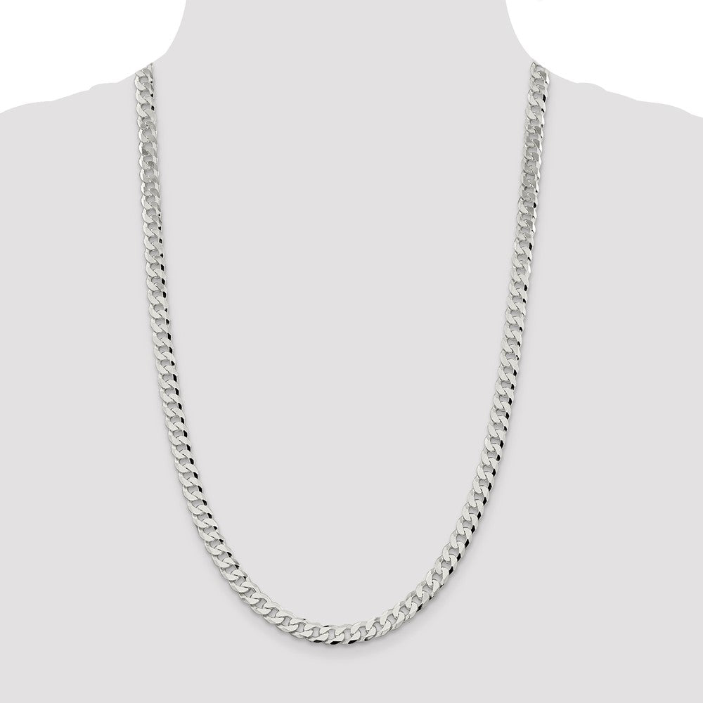 Sterling Silver 7mm Beveled Curb Chain 26 Inches