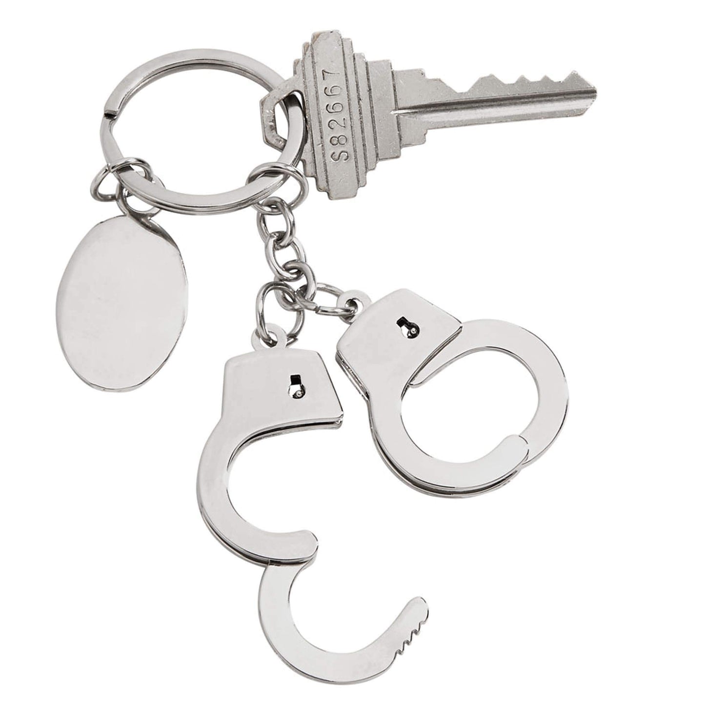 Contemporary Home Living 1" Handcuff Design Stainless Steel Key Chain