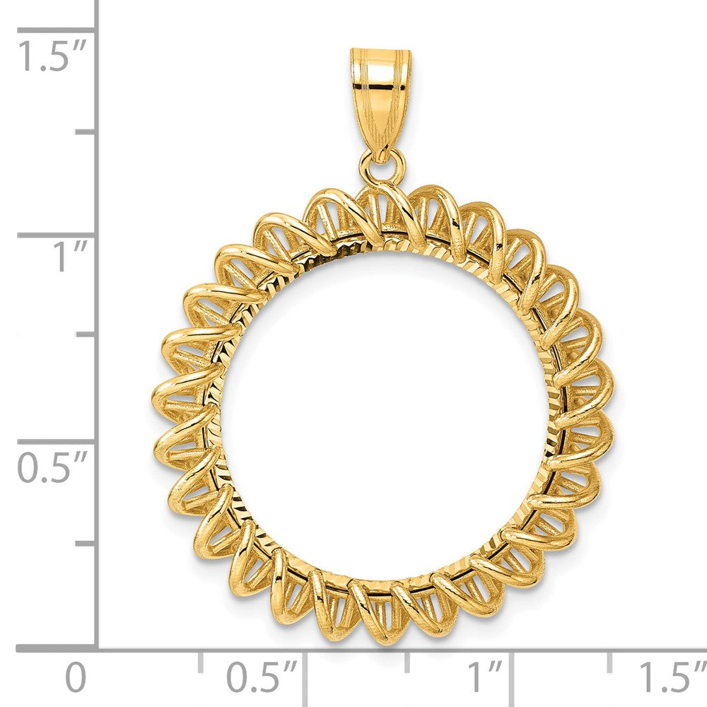 14k Diamond Cut Tight Singapore with 22.0mm Prong Coin Bezel Pendant