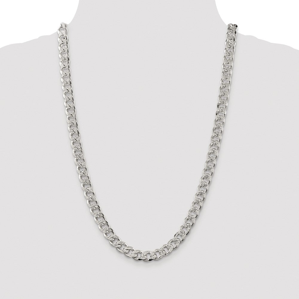 Sterling Silver Rhodium-plated 9.3mm Pav‚ Curb Chain
