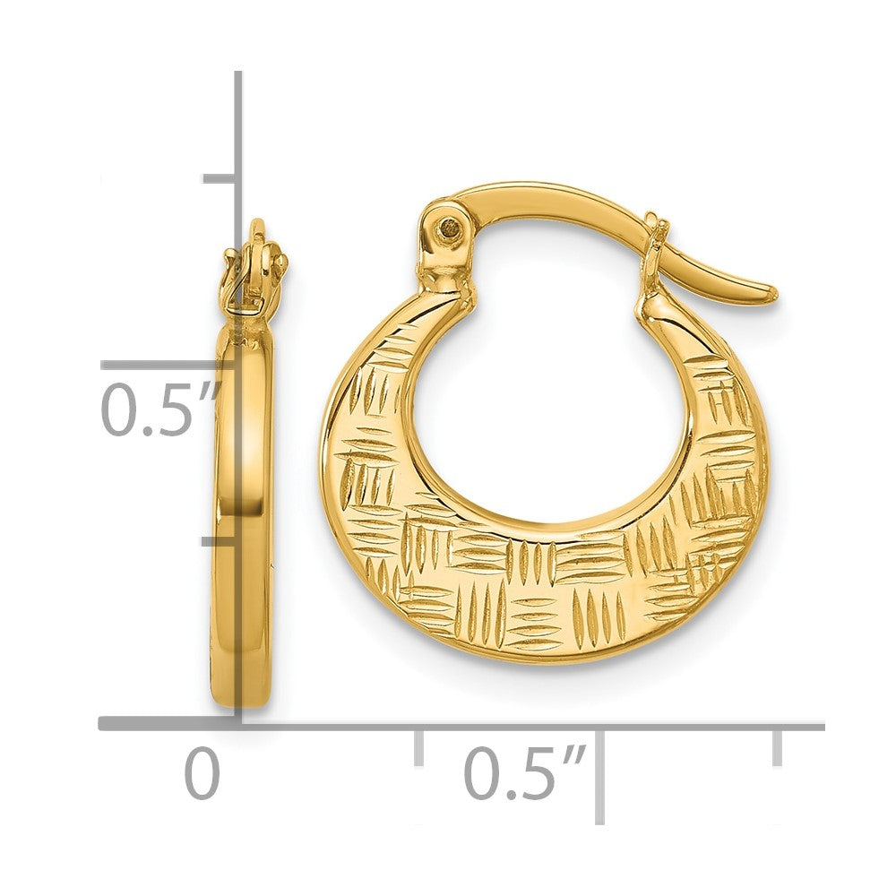 10K Polished and Diamond-cut Fancy Hoop Earrings