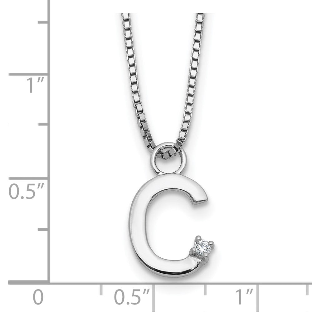 White Ice Sterling Silver Rhodium-plated 18inch Diamond Letter C Initial Necklace plus 2 inch Extender 18 Inches