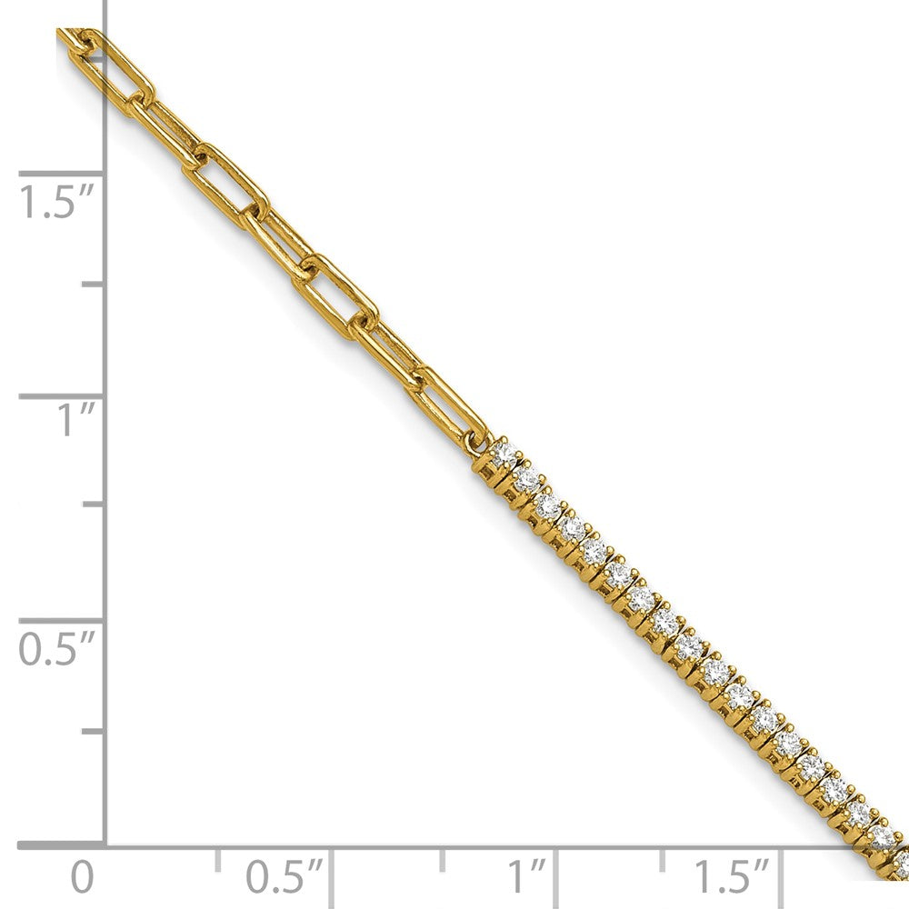 14K Polished Complete 3/4 carat Diamond Paperclip Link 7 inch Bracelet with 1 inch Extender