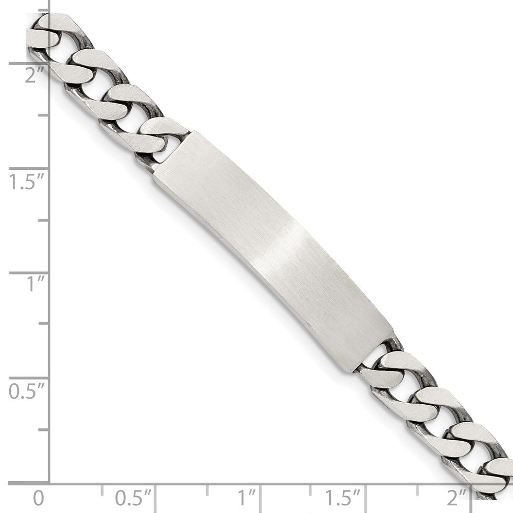 Sterling Silver 7inch Engraveable Antiqued Curb Link ID Bracelet 7 inches