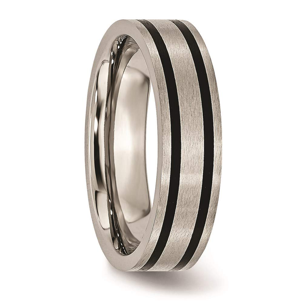 Titanium Brushed Black Enamel 6mm Flat Band Size - 12