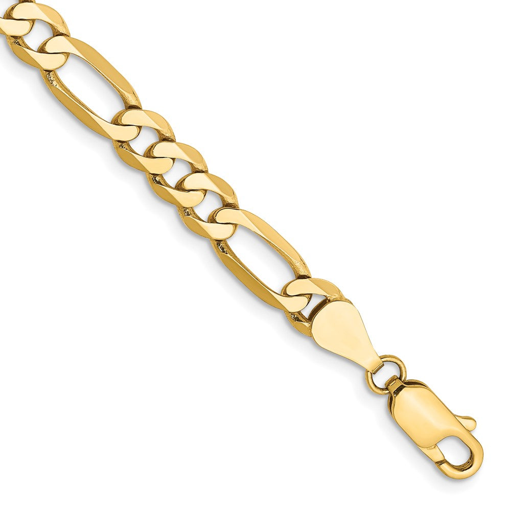 14K 8 inch 5.25mm Flat Figaro with Lobster Clasp Bracelet 8 inches