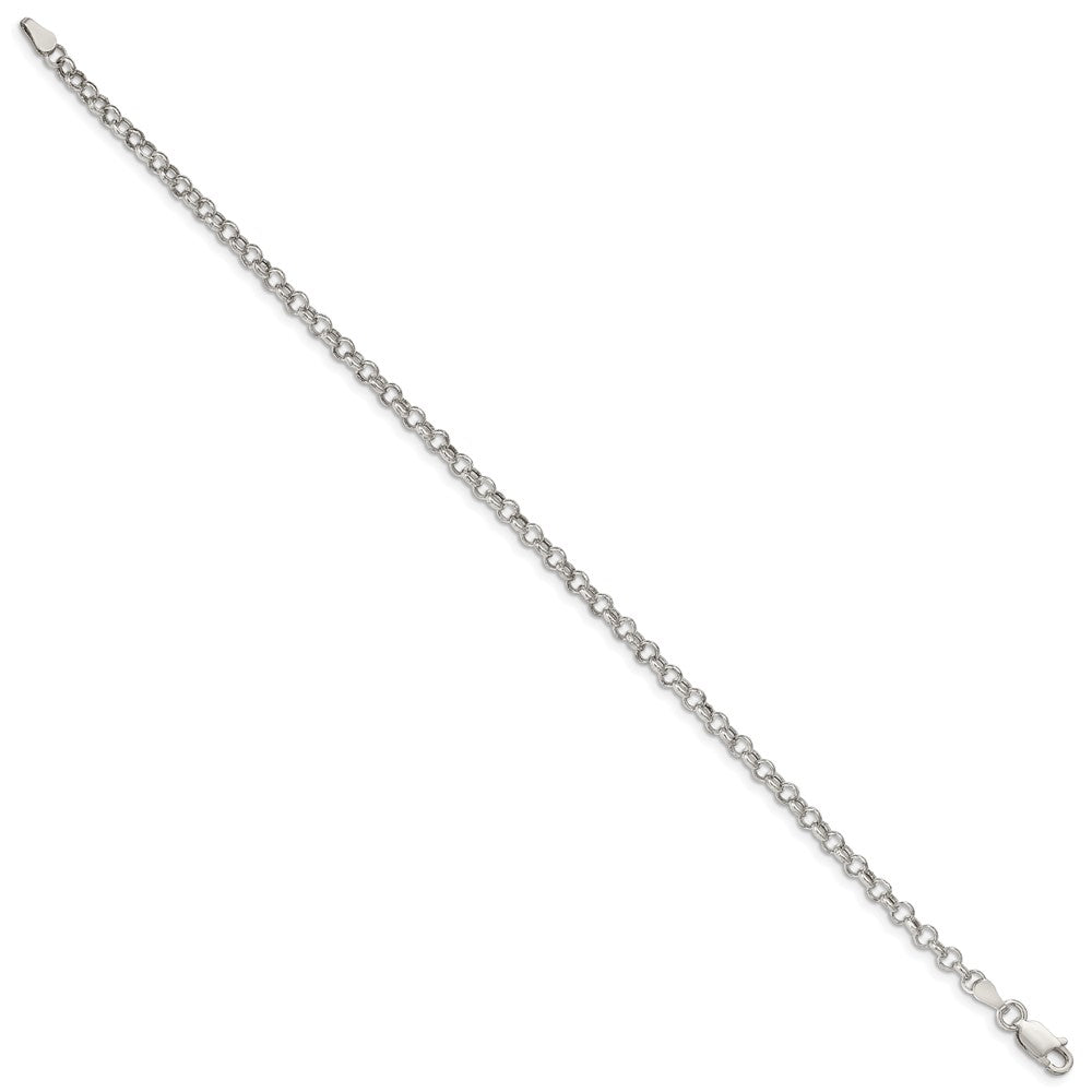 Sterling Silver 3mm Semi-solid Rolo Chain 8 inches
