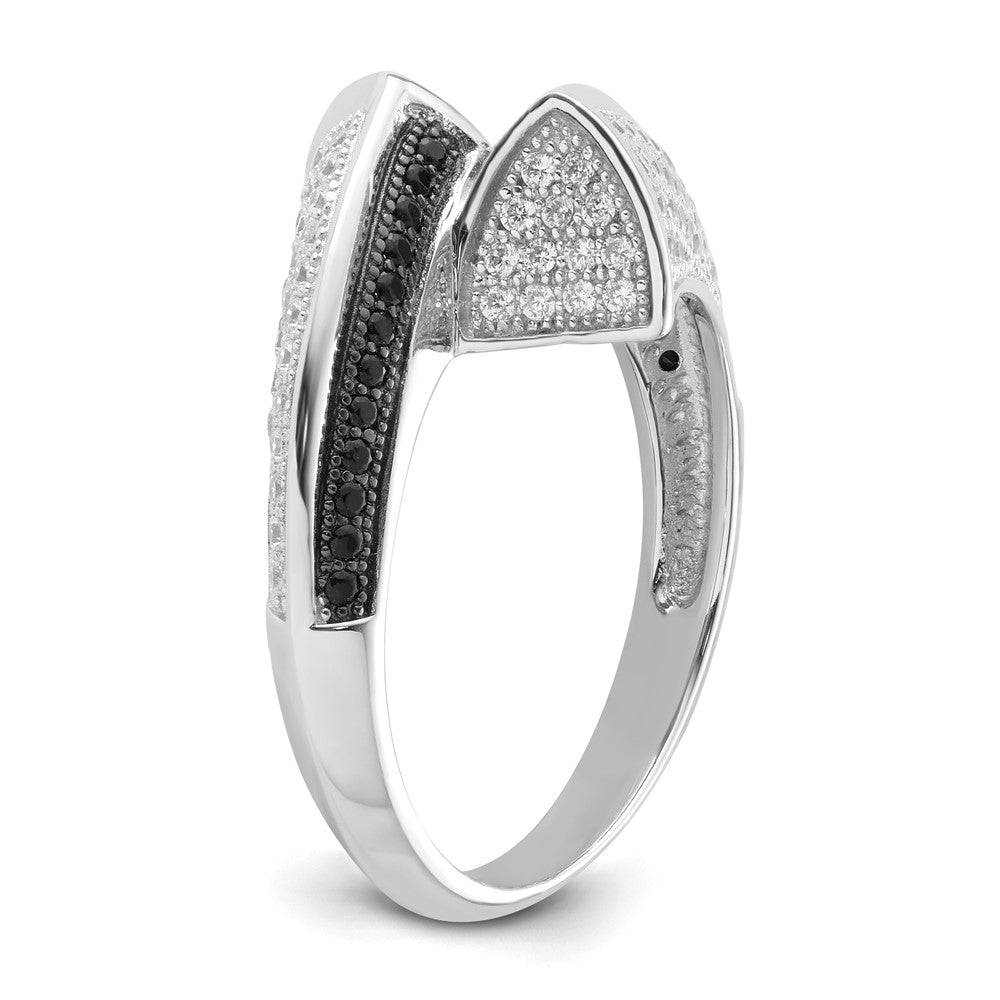 Sterling Silver Black & Clear CZ True Fire Ring