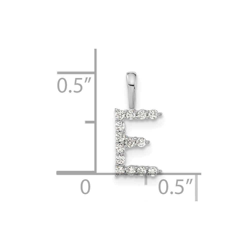 14k White Gold 1/8 carat Lab Grown Diamond VS/SI+ G+ Letter E Initial Pendant