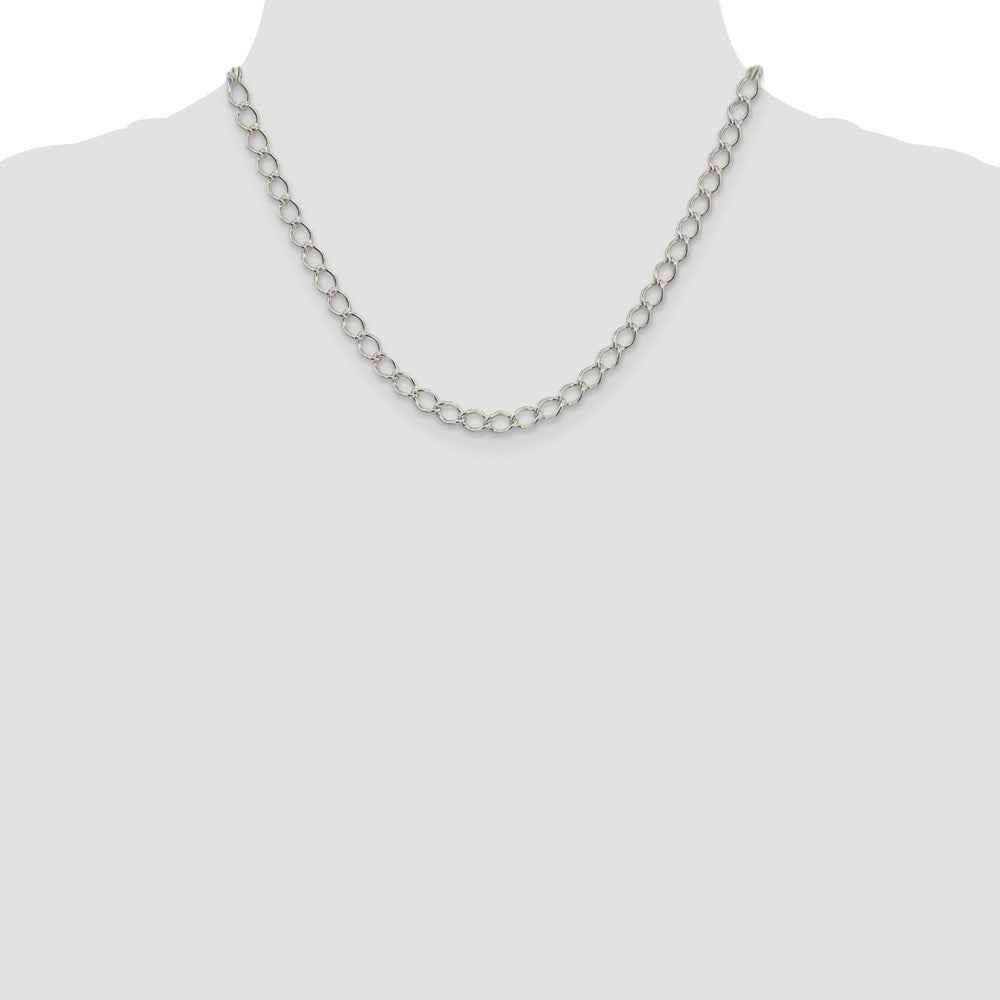 Sterling Silver 5.75mm Fancy Open Curb Chain 18 Inches