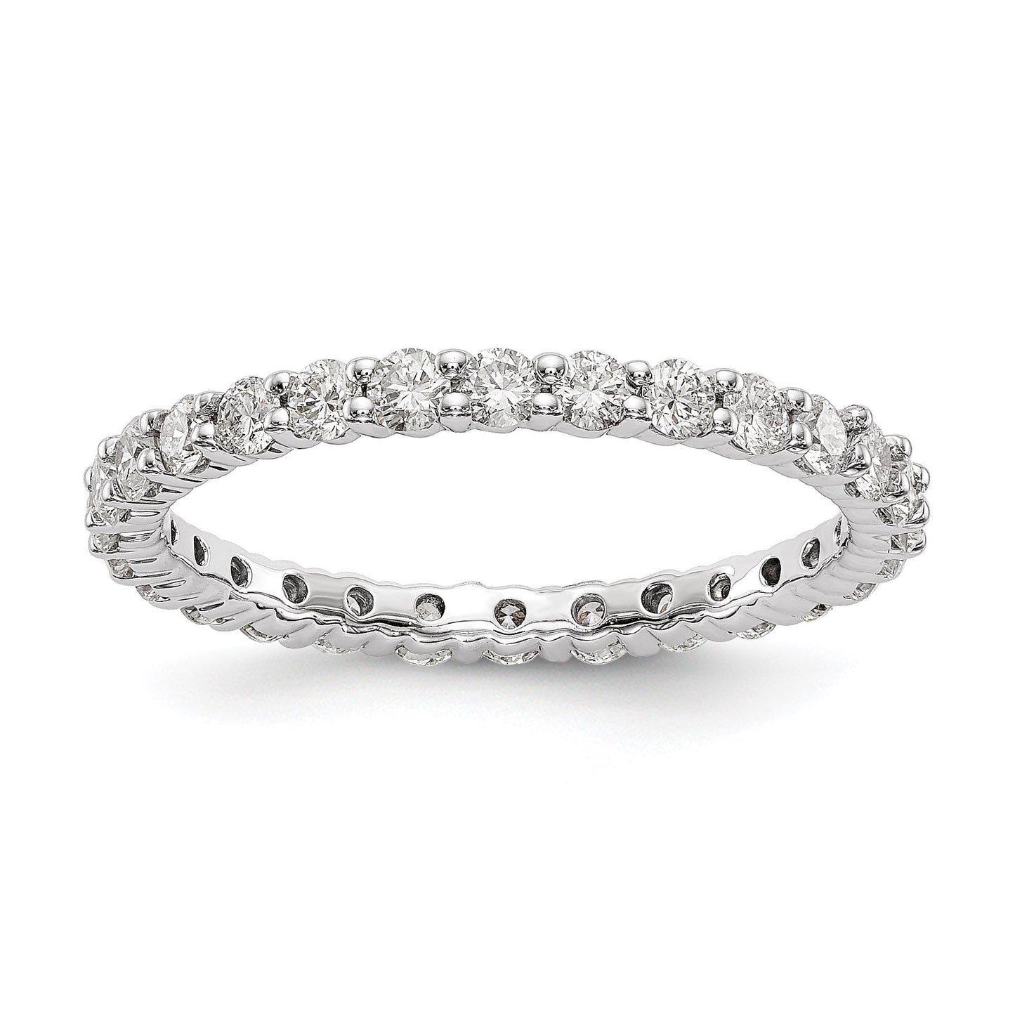 14k White Gold Polished Size 9 Shared Prong 1 carat Diamond Complete Eternity Band