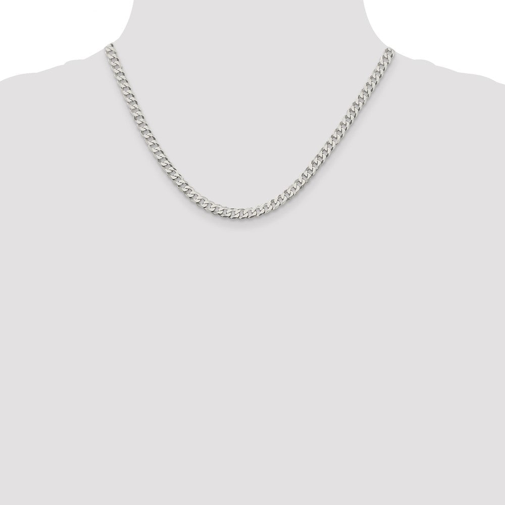 Sterling Silver 5mm Beveled Curb Chain 18 Inches