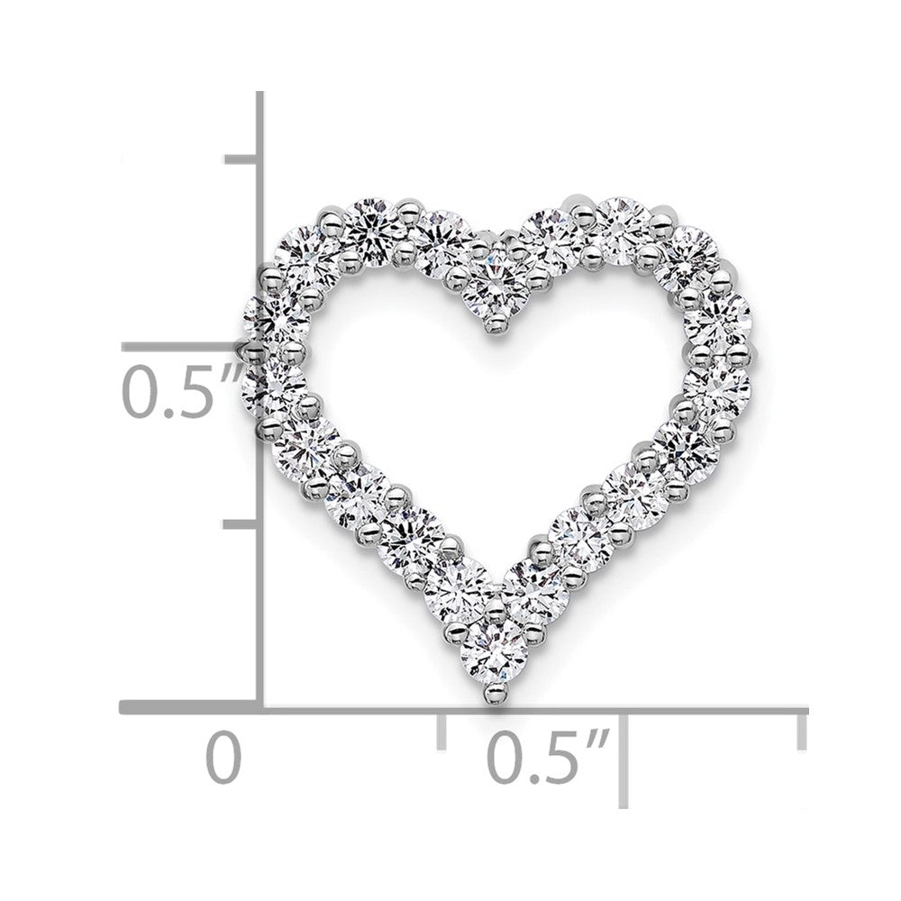 14k White Gold 1 carat Lab Grown Diamond VS/SI+ G+ Complete Heart Chain Slide Pendant