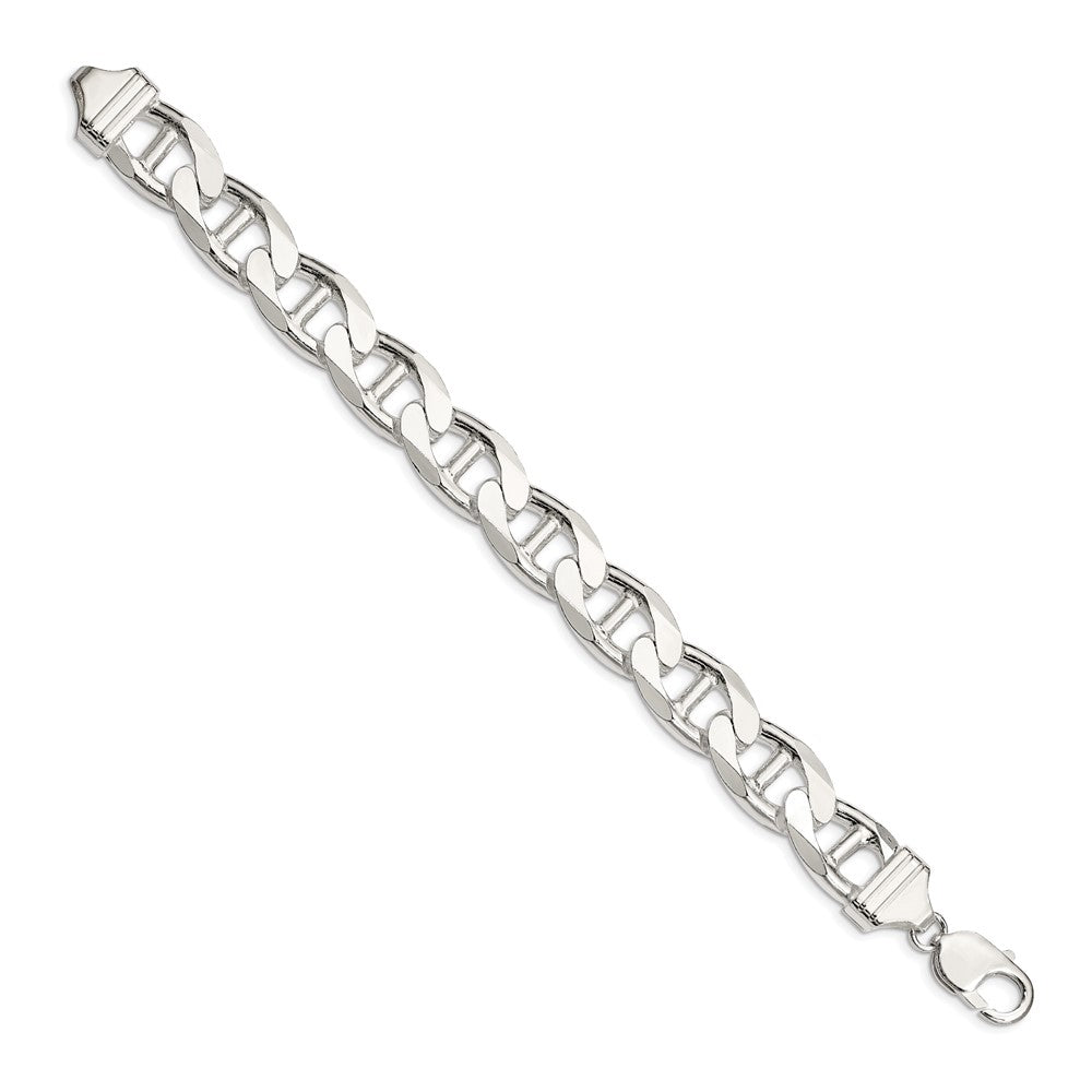 Sterling Silver 13.5mm D/C Flat Anchor Curb Chain 9 inches