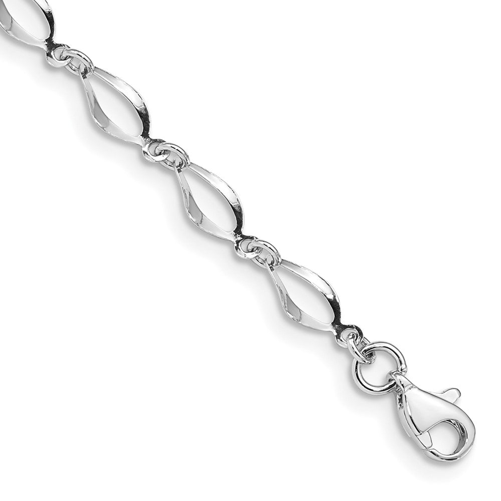 14k White Gold Polished Fancy Link Bracelet 7.5 inches