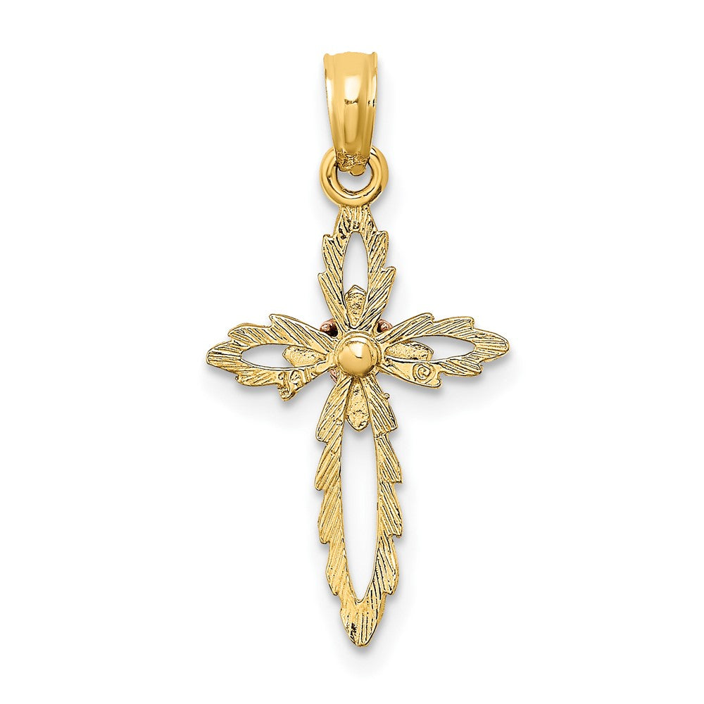 10K Two-Tone Cross w/ Heart Charm