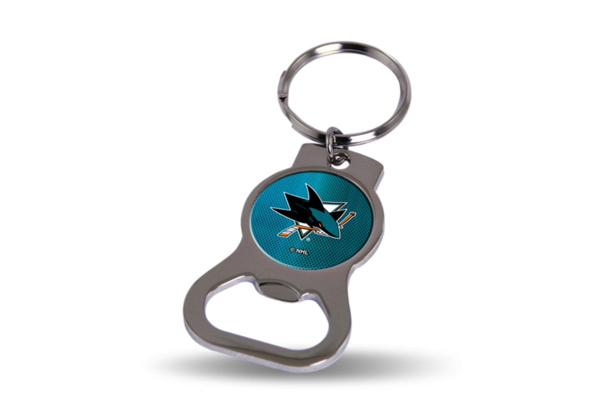 NHL San Jose Sharks Silver-tone Bottle Opener Key Ring by Rico Industries QGC6382