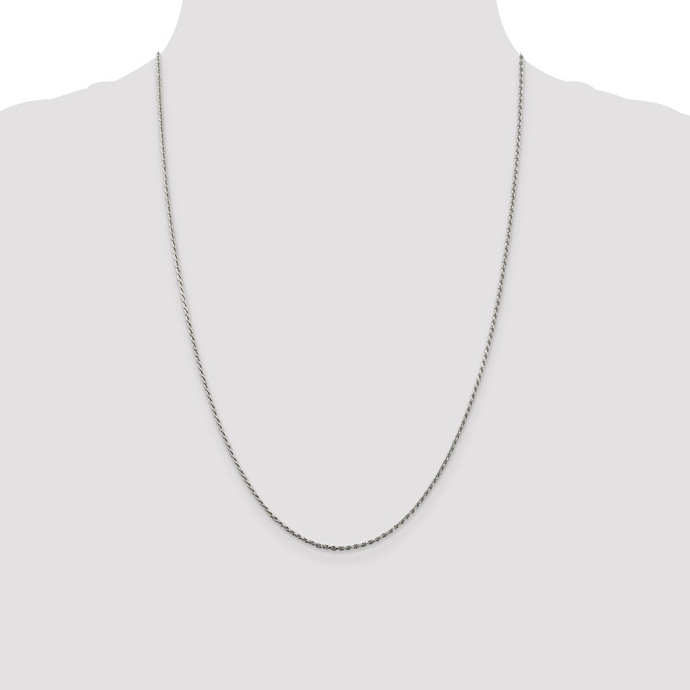 Sterling Silver 1.5mm Diamond-cut Rope Chain 24 Inches