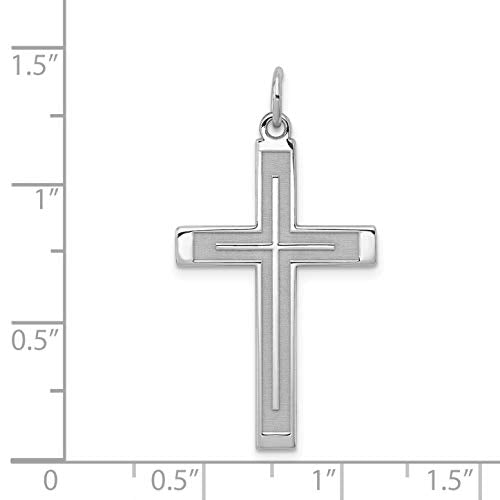 Sterling Silver Rhodium-plated Laser Designed Cross Pendant