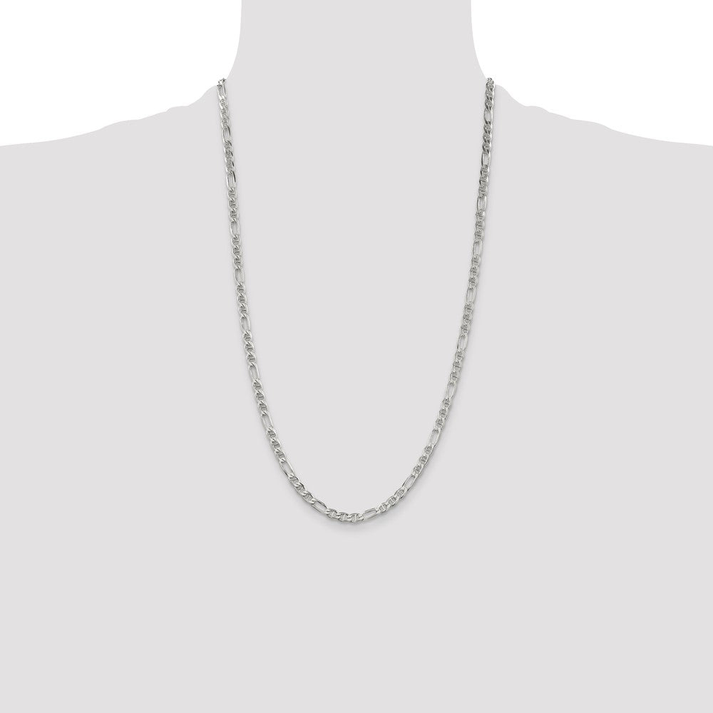 Sterling Silver 3.75mm Figaro Anchor Chain 26 Inches