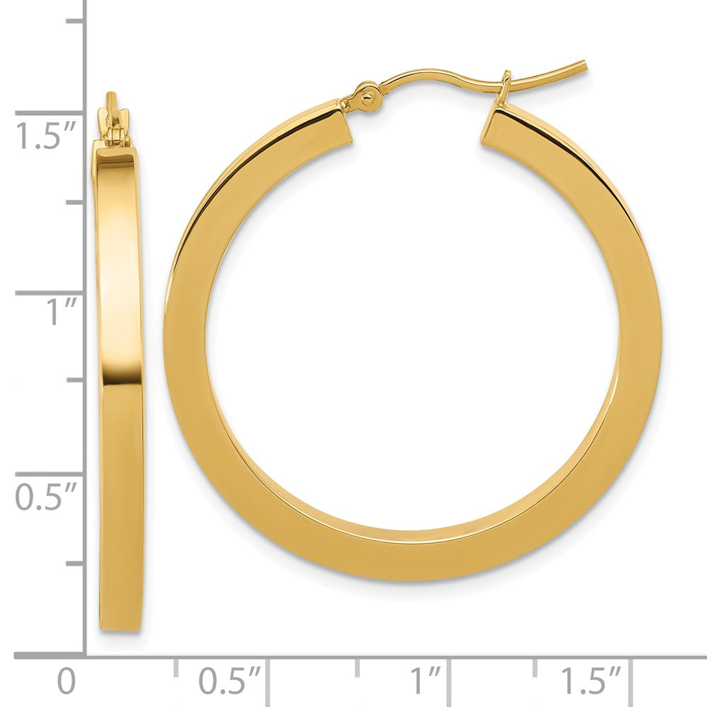 10k 3mm Polished Square Hoop Earrings