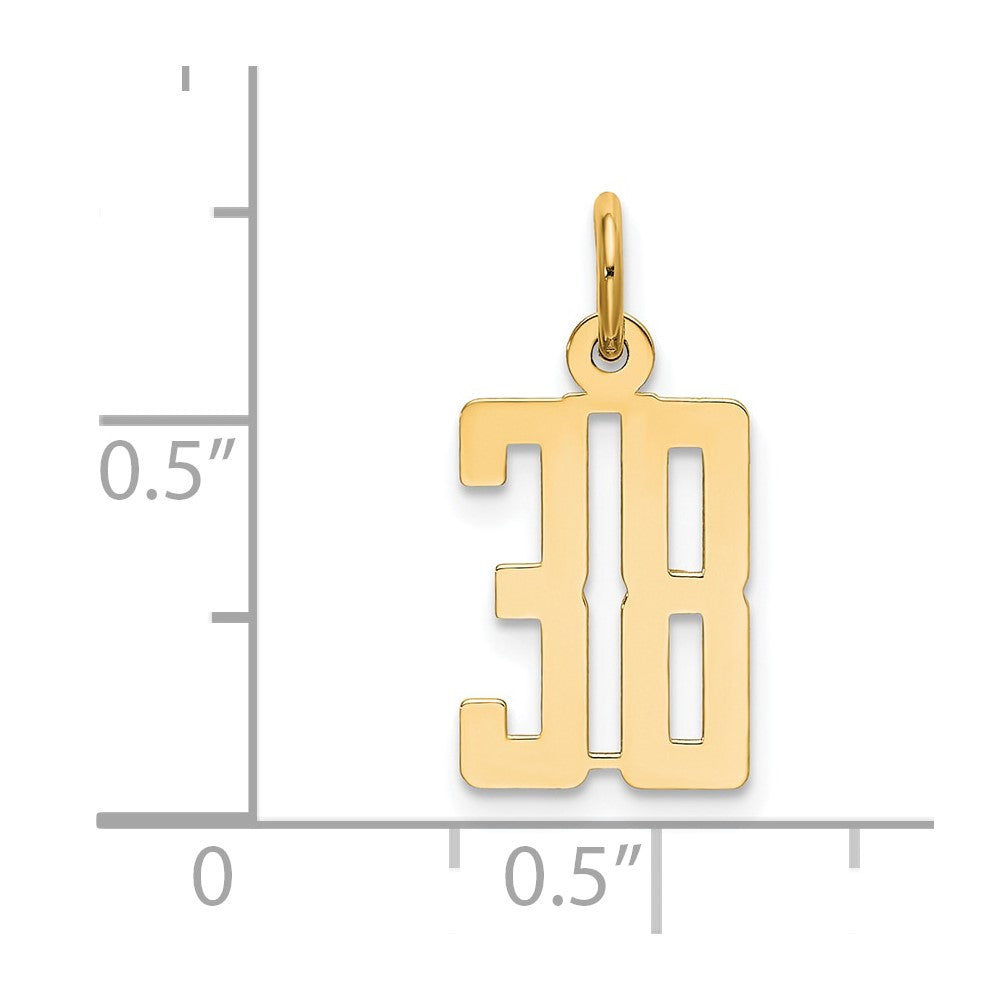 14k Small Elongated Number 38 Charm
