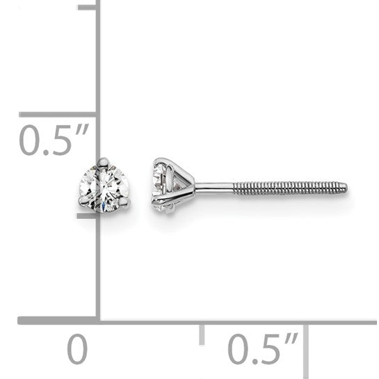 Primal Gold 14 Karat White Gold Lab Grown Diamond 1/5cttw Certified SI1/SI2, G H I, 3 Prong Screwback Earrings