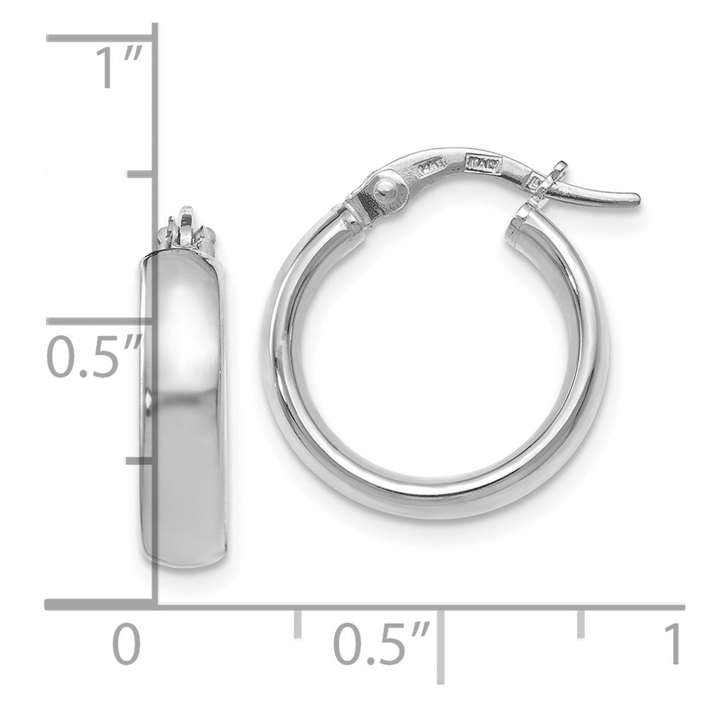 14K with White Rhodium Plating Polished Hoop Earrings