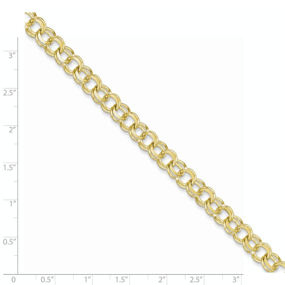 10k Solid Double Link Charm Bracelet