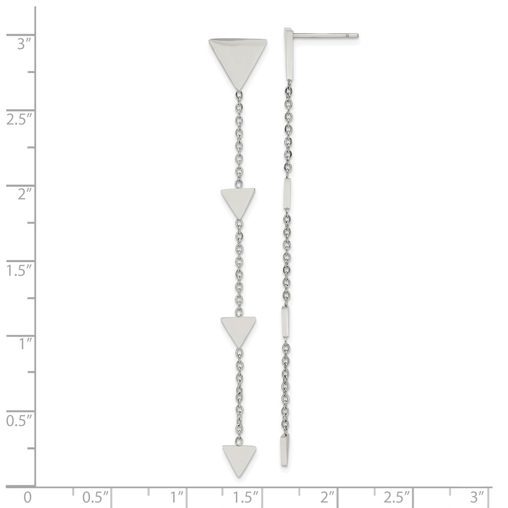 Stainless Steel Polished Triangles Post Dangle Earrings