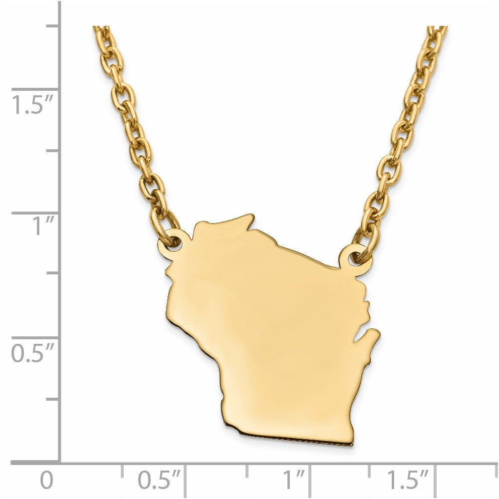 Sterling Silver/Gold-plated Wisconsin State Necklace