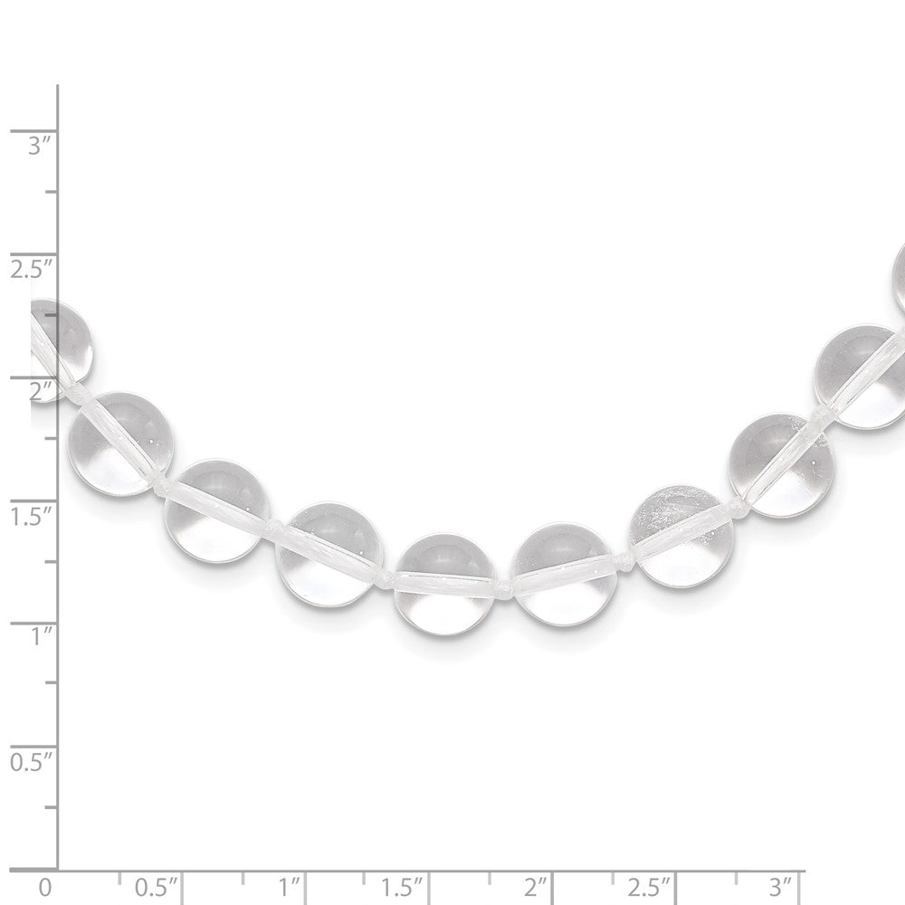 Sterling Silver 10-10.5mm Smooth Beaded Clear Crystal Necklace