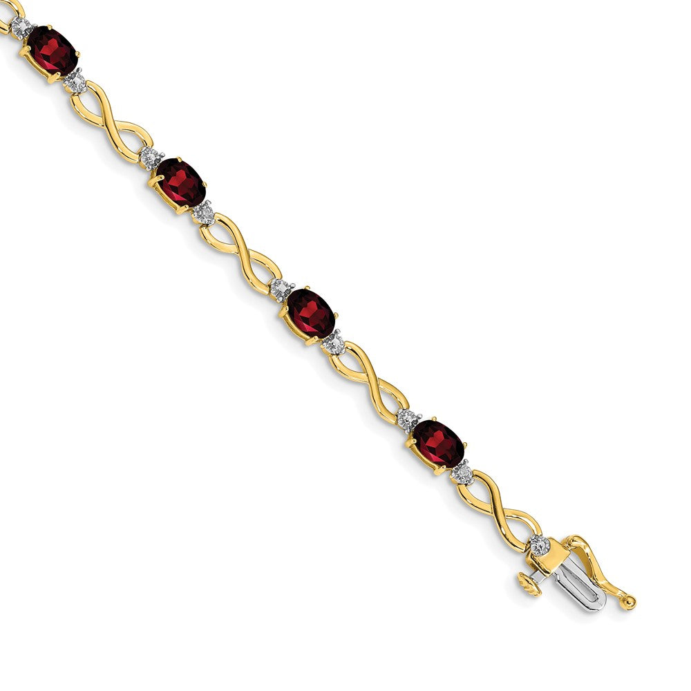 14k Garnet and Diamond Infinity Bracelet 7 inches