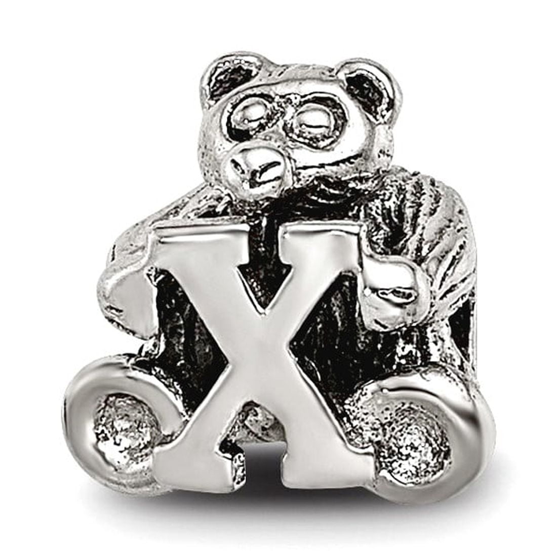 925 Sterling Silver Artisan Oxidized Reflections Letter Name Personalized Monogram Initial X Bead Charm 7.27x7.27mm Wide