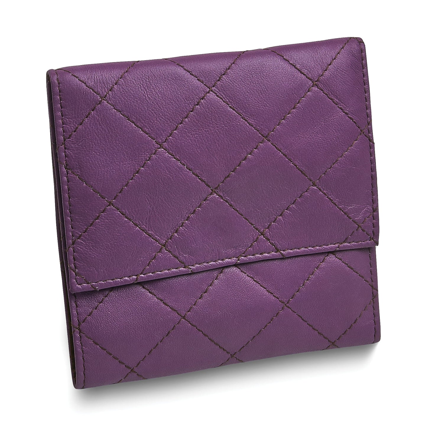 Purple Leather Satin Lined Magnetic Closure Quilted Jewelry Folder GM17725