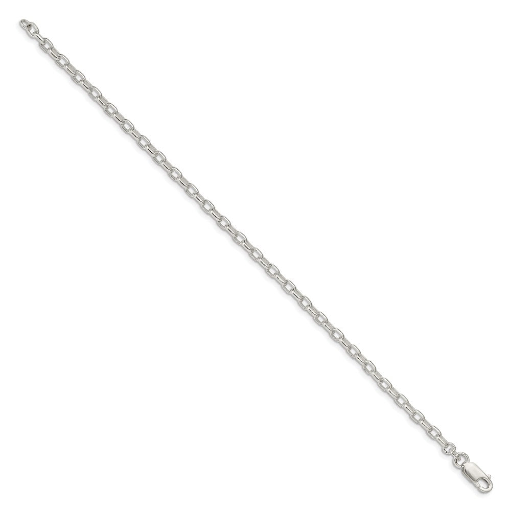 Sterling Silver 3.2mm Oval Fancy Rolo Chain 8 inches