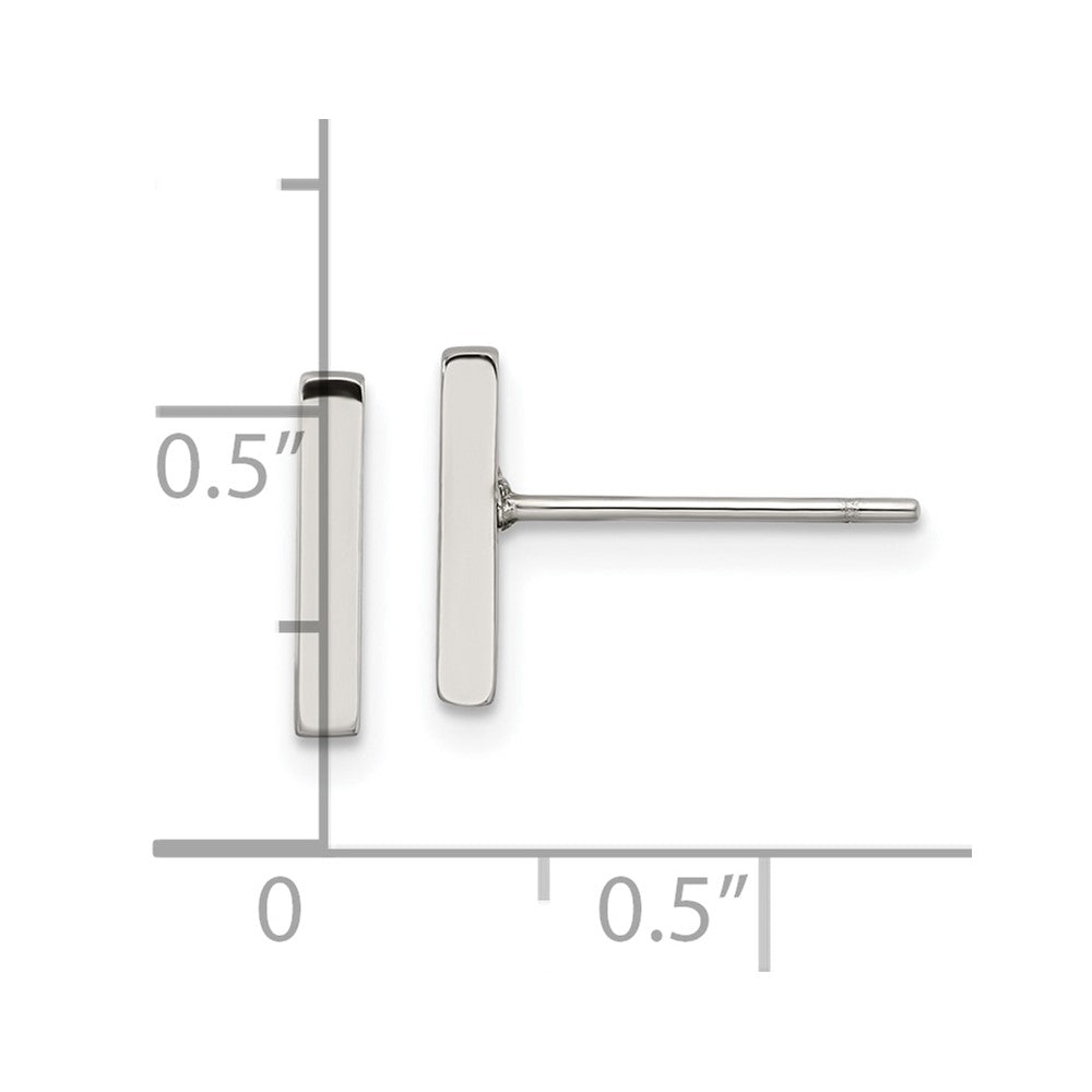 Stainless Steel Polished Bar Post Earrings