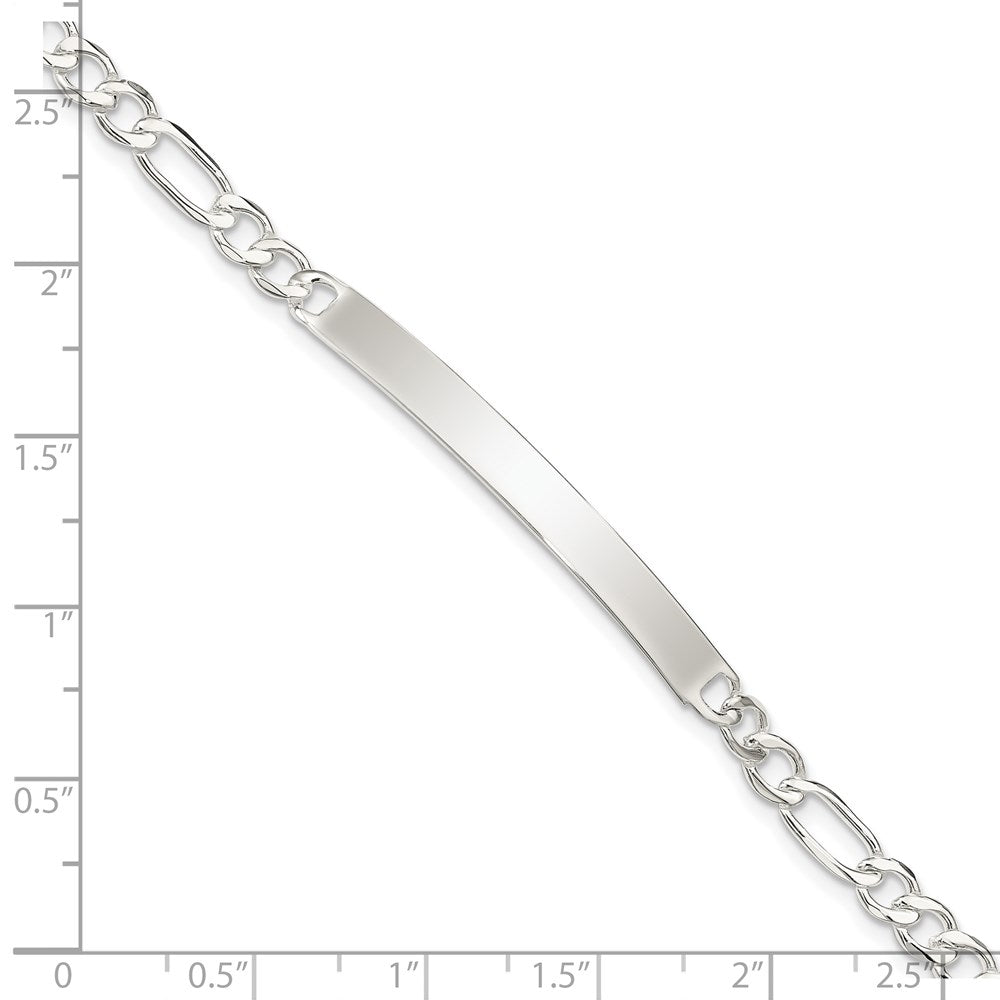 Sterling Silver Figaro Link ID Bracelet 7.5 inches