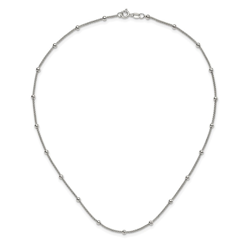 Sterling Silver Polished Beaded Necklace 16 Inches
