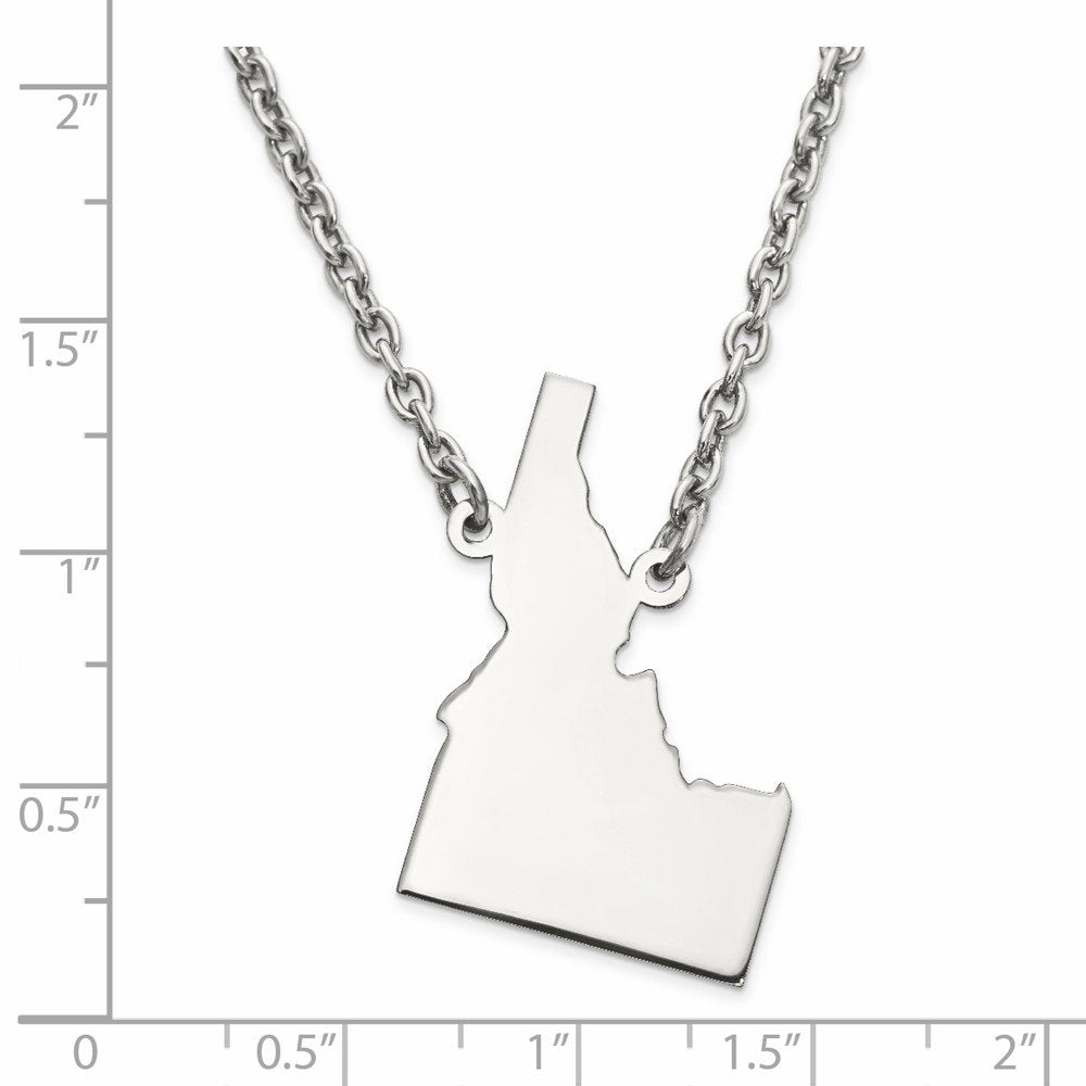 Sterling Silver/Rhodium-plated Idaho State Necklace